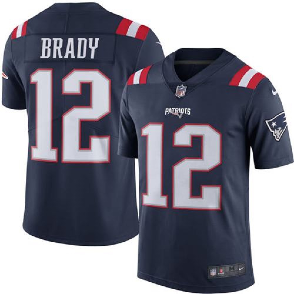 Patriots #12 Tom Brady Navy Blue Men's Stitched NFL Limited Rush Jersey