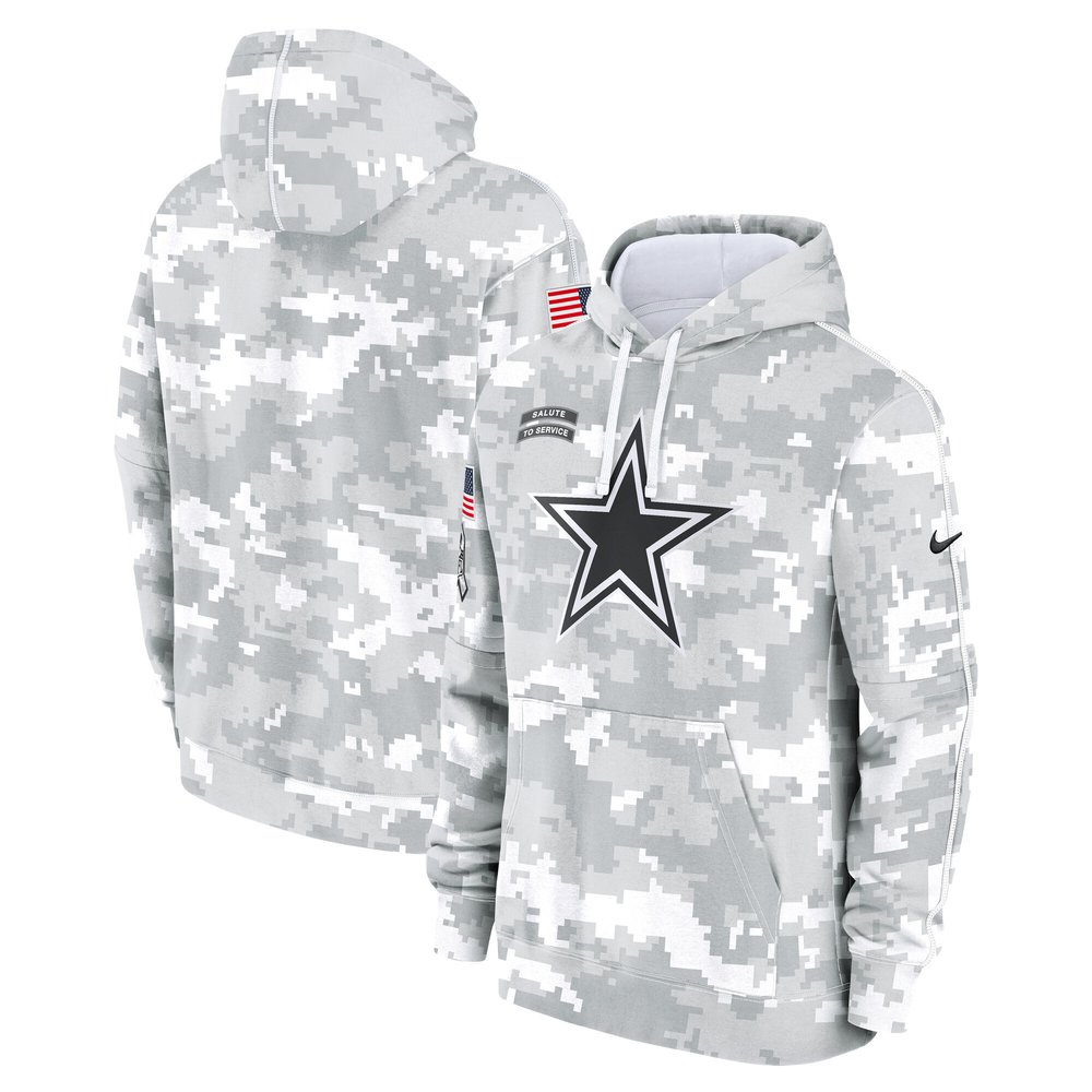 Men's Dallas CowboysArctic Camo 2024 Salute to Service Club Fleece Pullover Hoodie