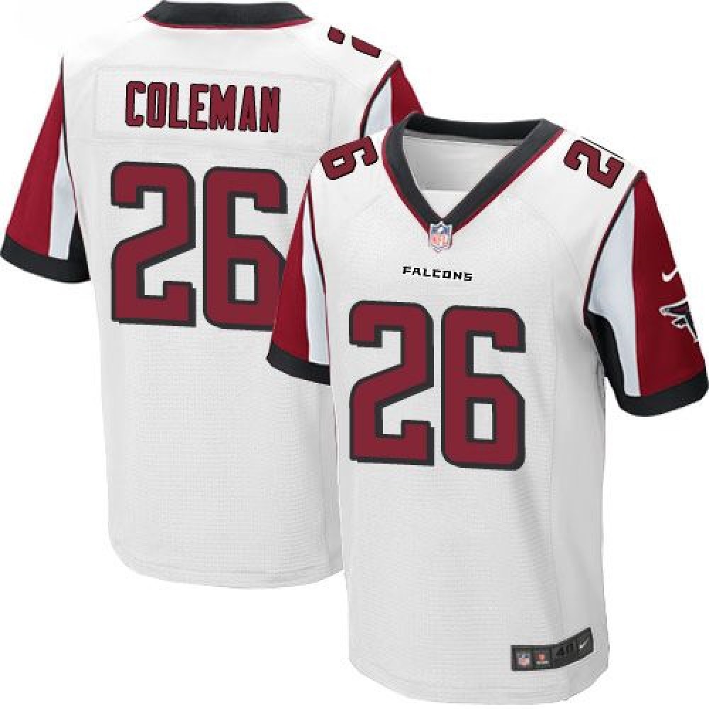 Falcons #26 Tevin Coleman White Men's Stitched NFL Elite Jersey