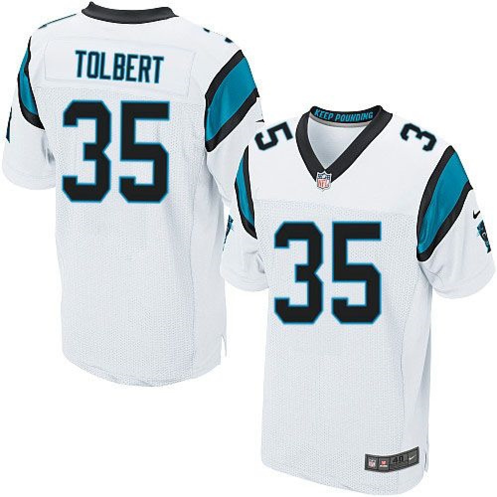 Panthers #35 Mike Tolbert White Men's Stitched NFL Elite Jersey