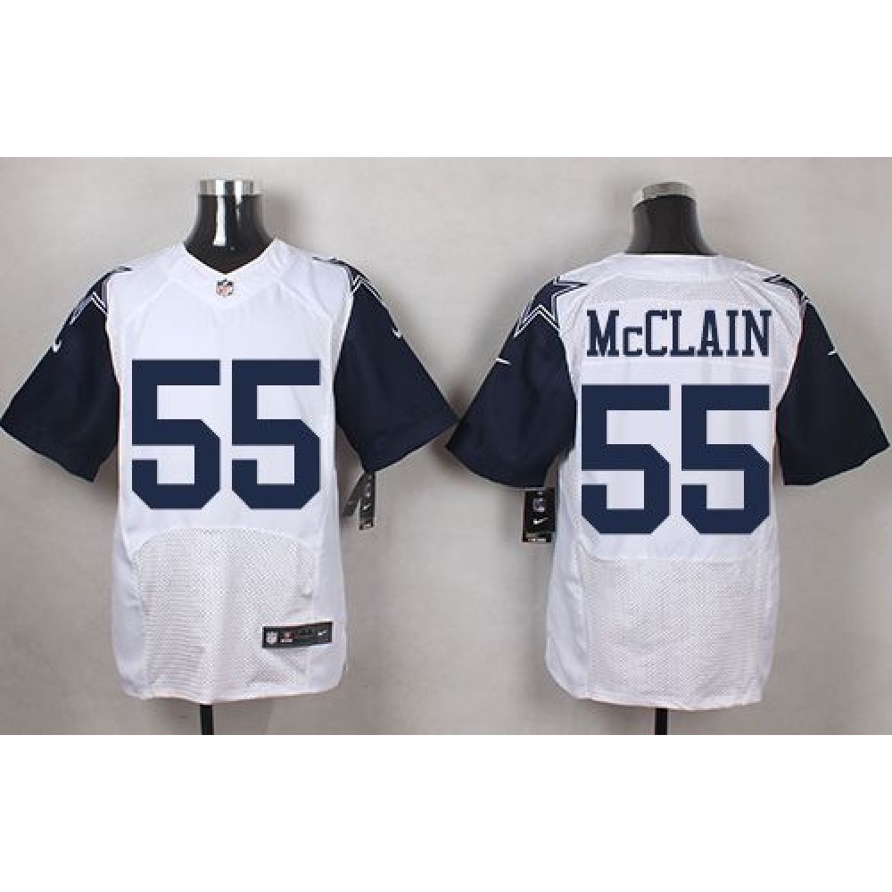 Cowboys #55 Rolando McClain White Men's Stitched NFL Elite Rush Jersey