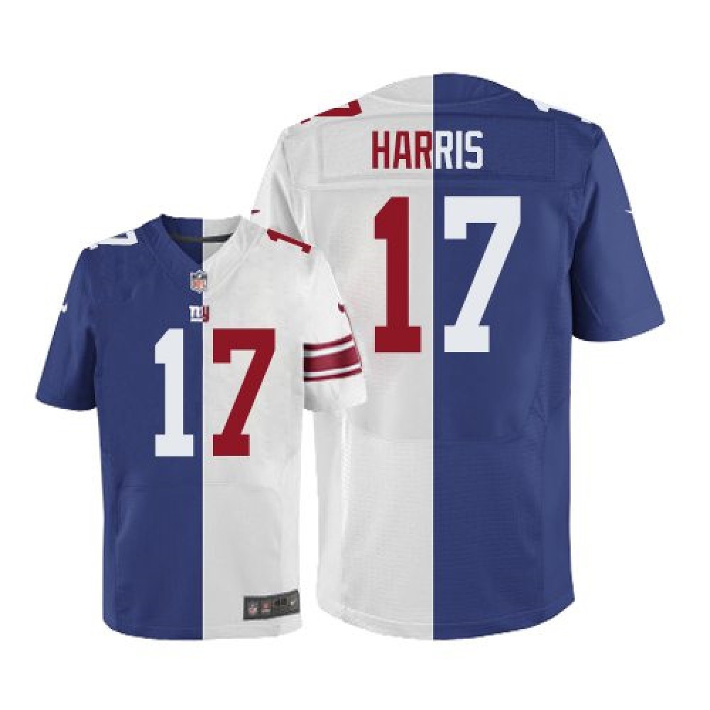 Giants #17 Dwayne Harris Royal Blue/White Men's Stitched NFL Elite Split Jersey