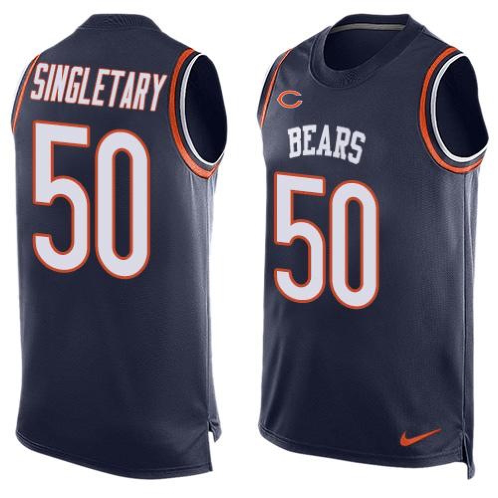 Bears #50 Mike Singletary Navy Blue Team Color Men's Stitched NFL Limited Tank Top Jersey
