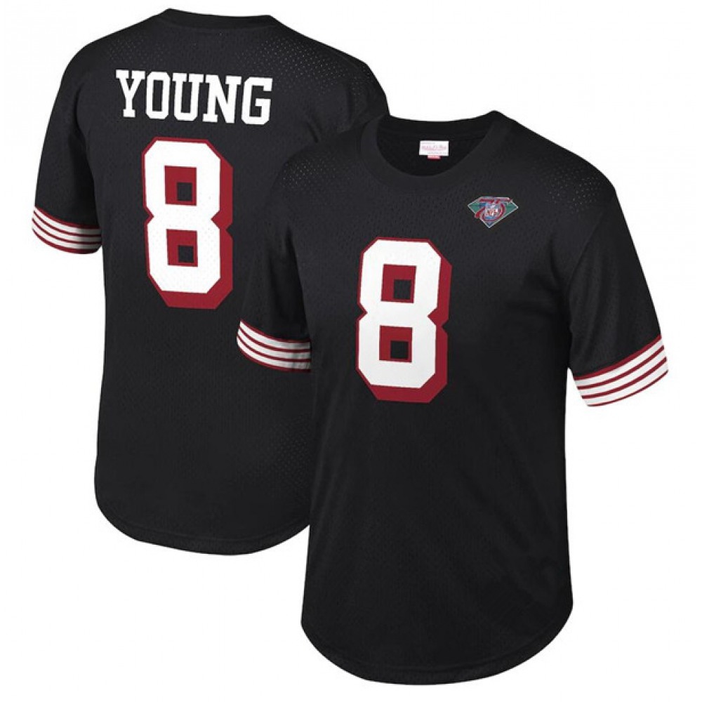 Men's San Francisco 49ers #8 Steve Young Black Stitched Jersey