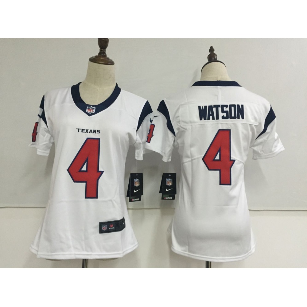 Women'sHouston Texans #4 Deshaun Watson White Stitched NFL Vapor Untouchable Limited Jersey