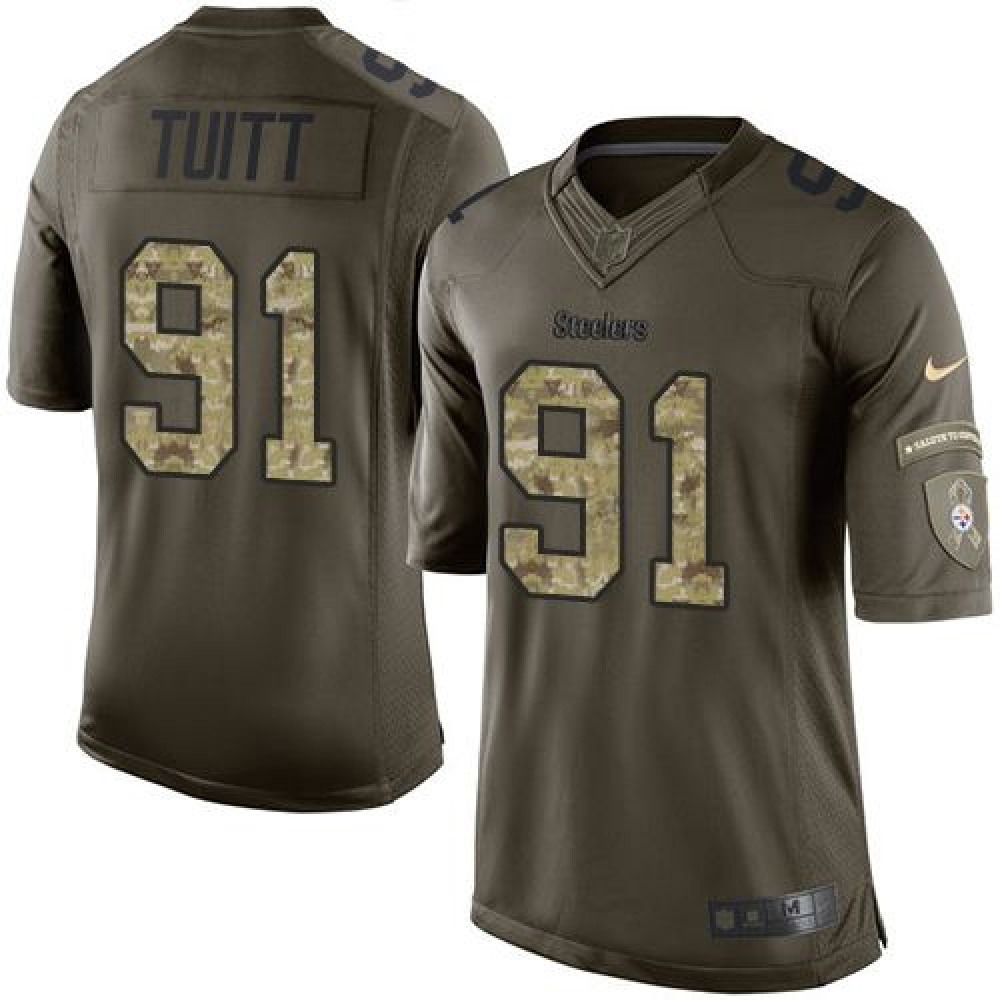 Steelers #91 Stephon Tuitt Green Men's Stitched NFL Limited Salute to Service Jersey