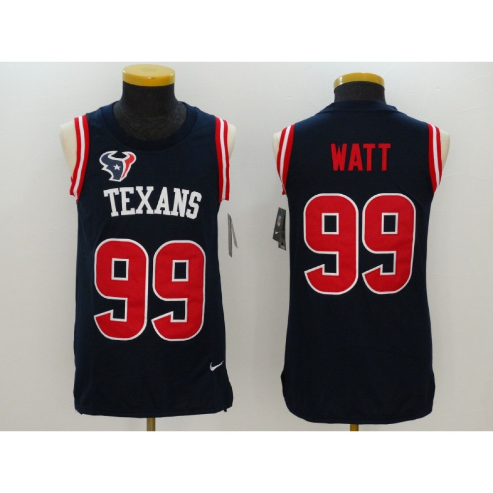 Men'sHouston Texans #99 J.J. Watt Navy Blue Team Color Stitched NFL Limited Rush Tank Top Jersey