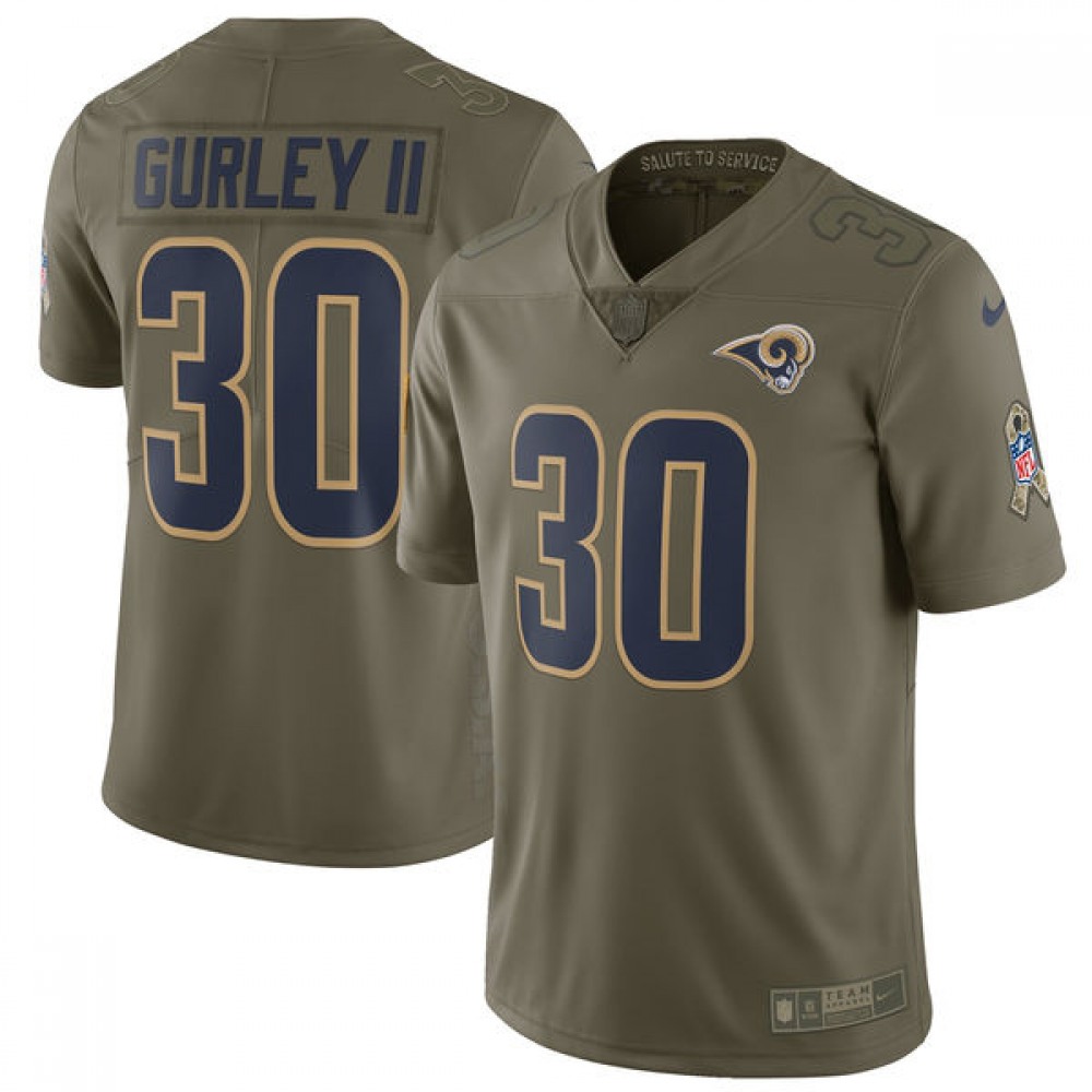 Men'sLos Angeles Rams #30 Todd Gurley Olive Salute To Service Limited Stitched NFL Jersey
