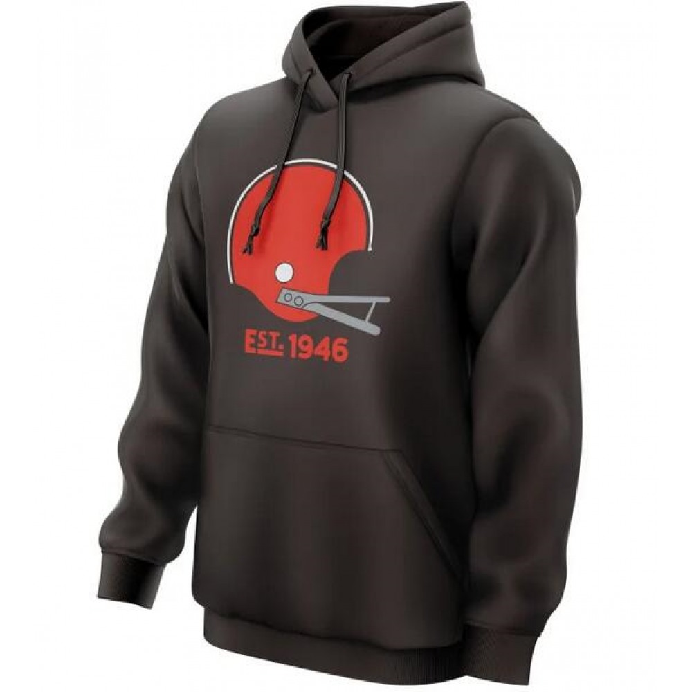 Men's Cleveland Browns Brown 75th Anniversary Helmet Logo Pullover Hoodie