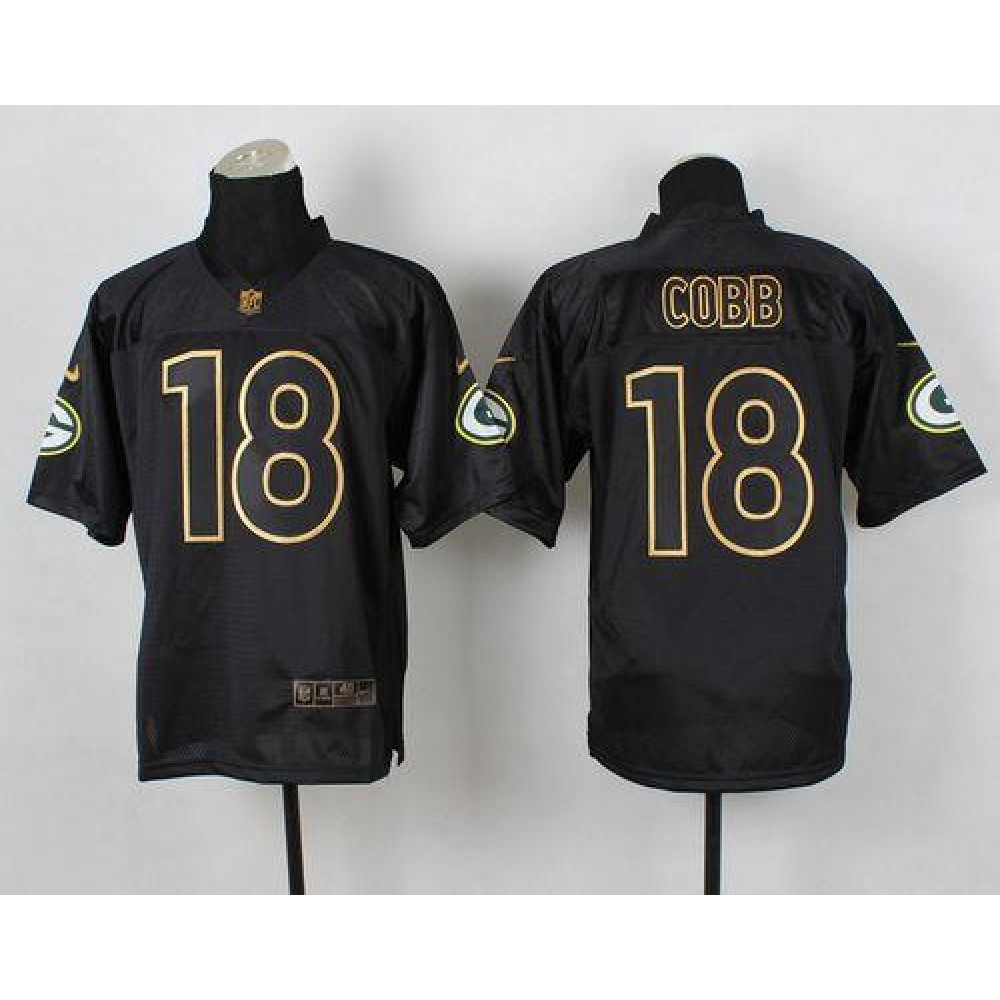 Packers #18 Randall Cobb Black Gold No. Fashion Men's Stitched NFL Elite Jersey