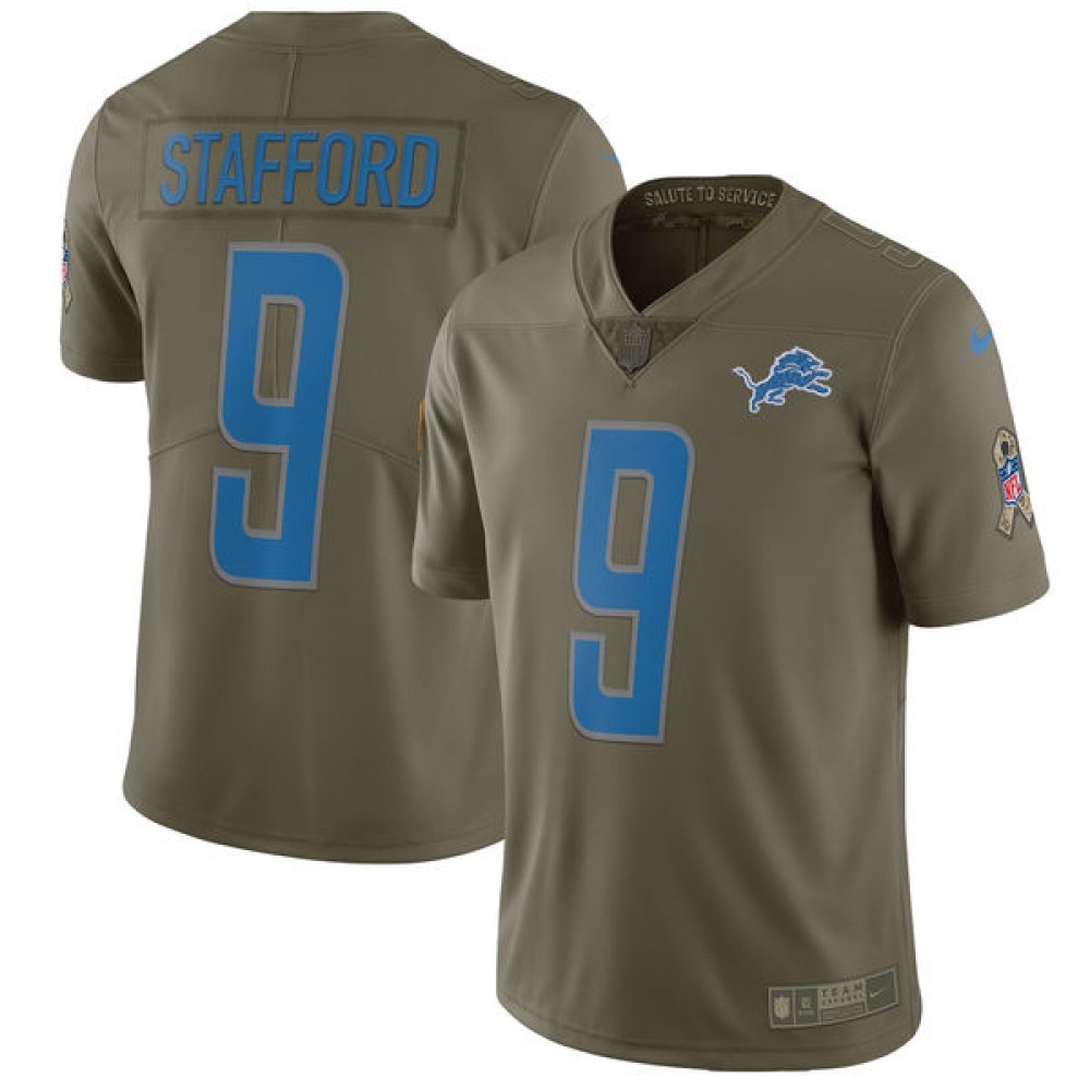 YouthDetroit Lions #9 Matthew Stafford Olive Salute To Service Limited Stitched NFL Jersey