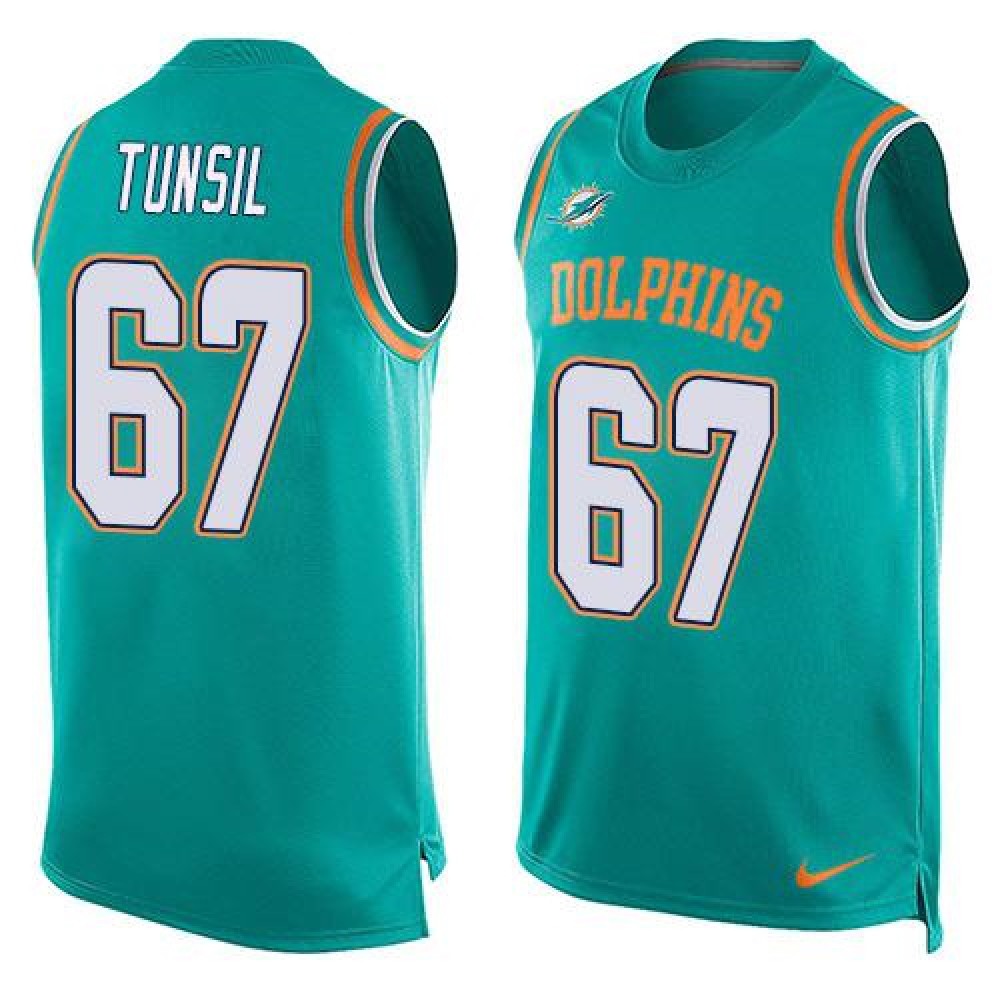 Dolphins #67 Laremy Tunsil Aqua Green Team Color Men's Stitched NFL Limited Tank Top Jersey