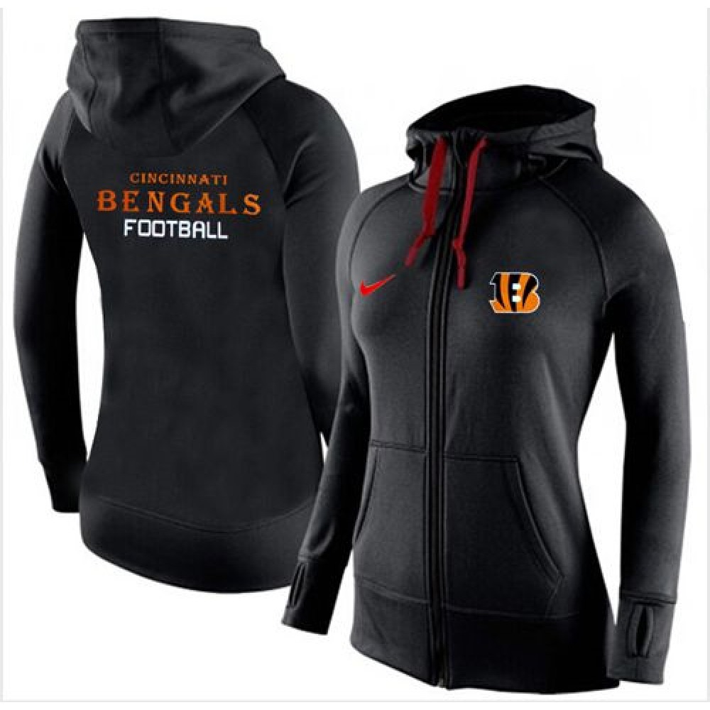 Women'sCincinnati Bengals Full-Zip Performance Hoodie Black