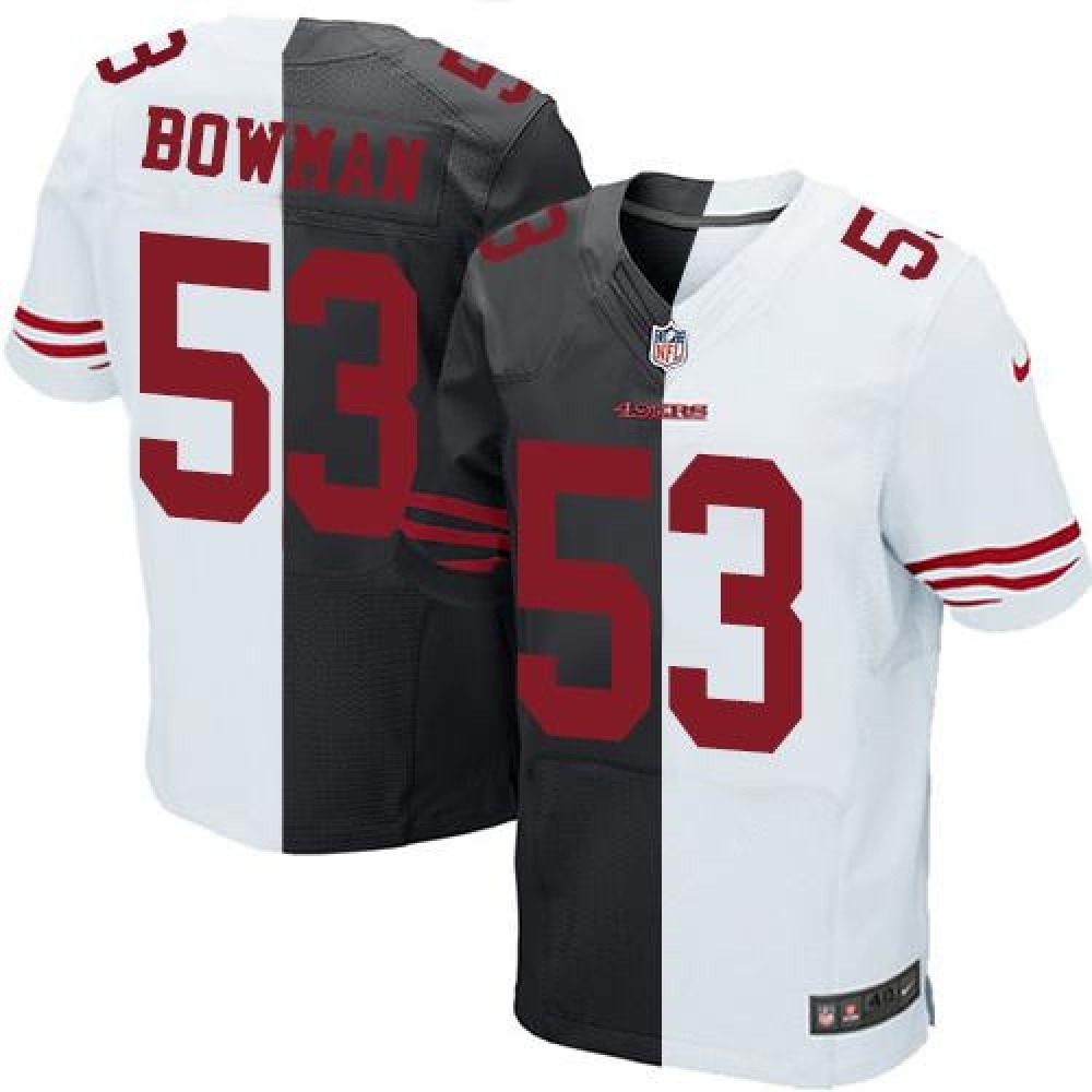49ers #53 NaVorro Bowman Black/White Men's Stitched NFL Elite Split Jersey