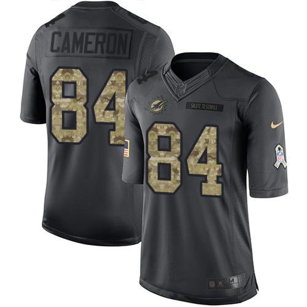 Dolphins #84 Jordan Cameron Black Youth Stitched NFL Limited 2016 Salute to Service Jersey