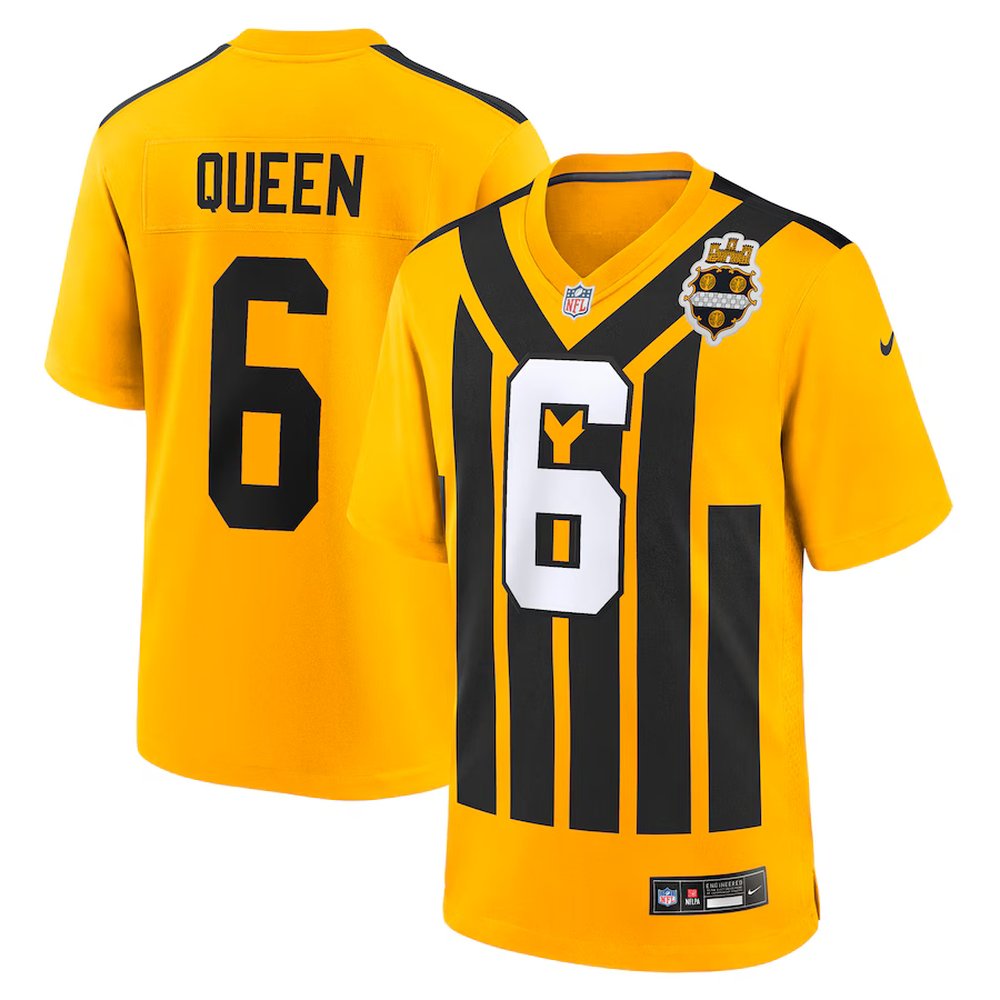 Youth Pittsburgh Steelers #6 Patrick Queen Nike Gold Alternate 1933 Throwback Game Jersey