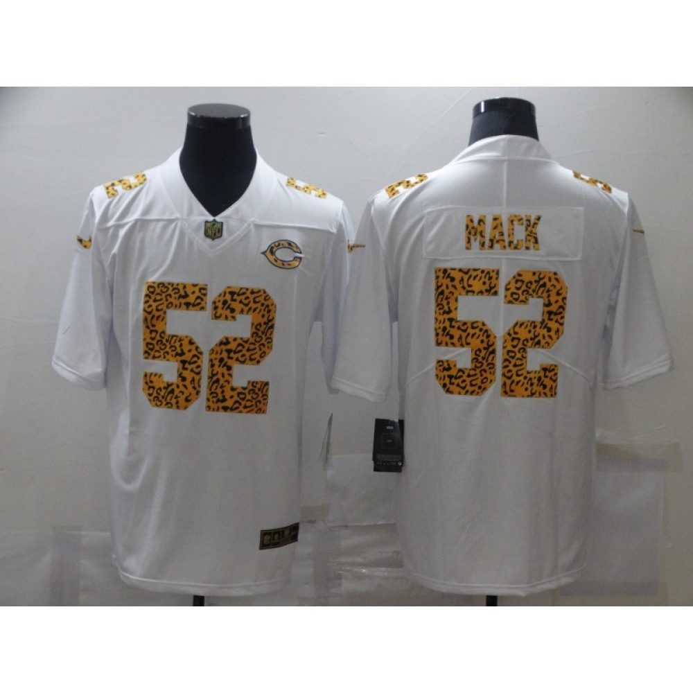 Men's Chicago Bears #52 Khalil Mack 2020 White Leopard Print Fashion Limited Stitched Jersey