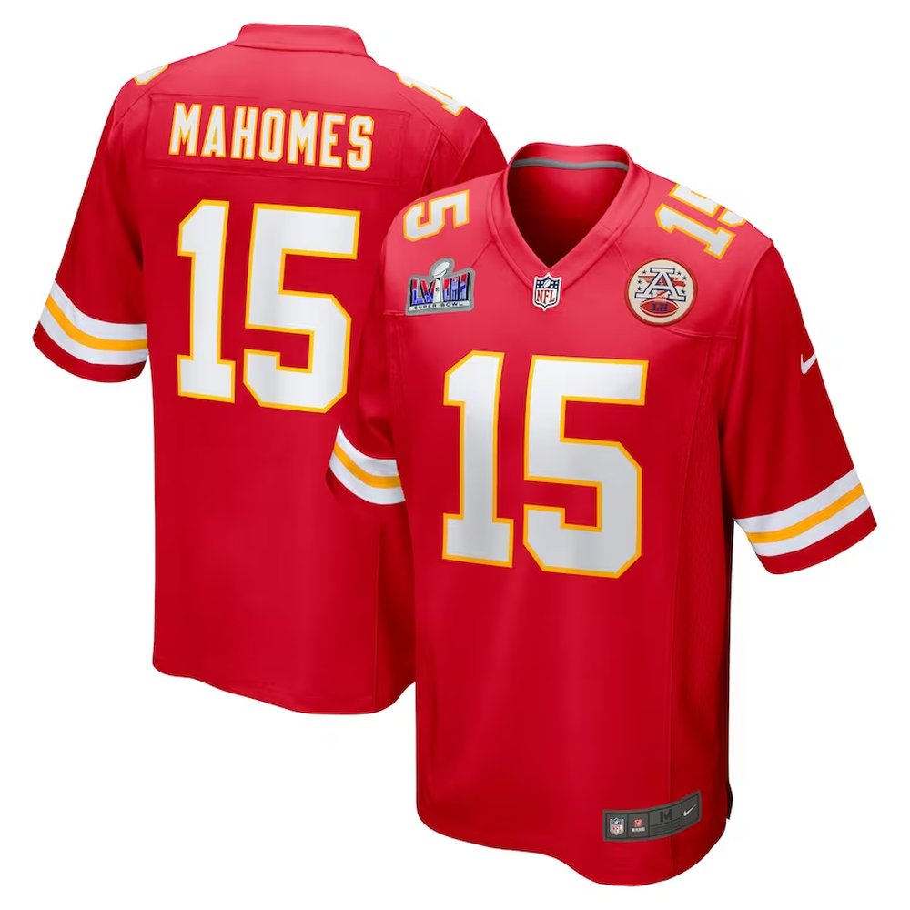 Men's Kansas City Chiefs #15 Patrick MahomesRed Super Bowl LVIII Game Jersey