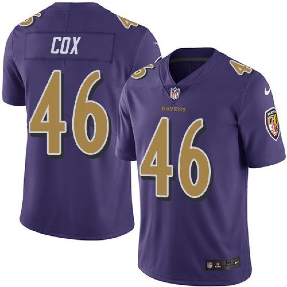 Ravens #46 Morgan Cox Purple Men's Stitched NFL Limited Rush Jersey