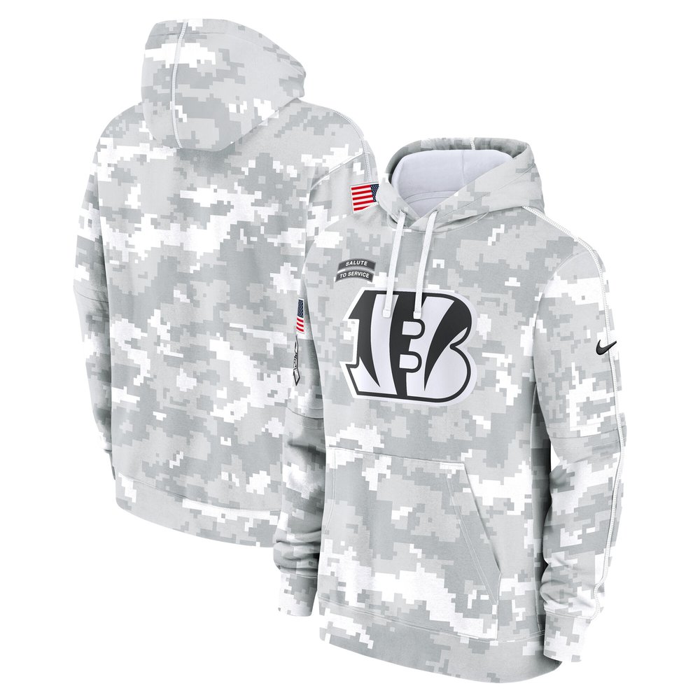 Youth Cincinnati BengalsWhite/Gray 2024 Salute To Service Pullover Hoodie