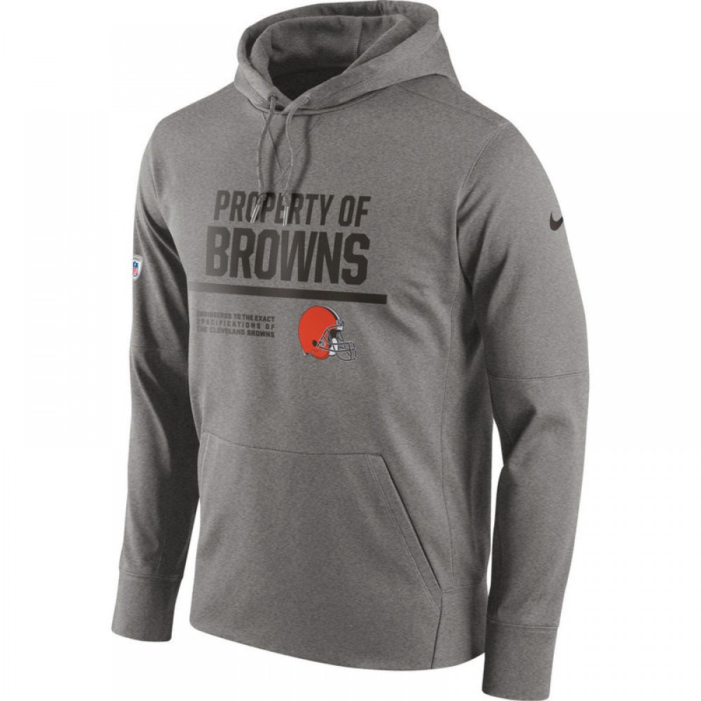 Men's Cleveland BrownsGray Circuit Property Of Performance Pullover Hoodie