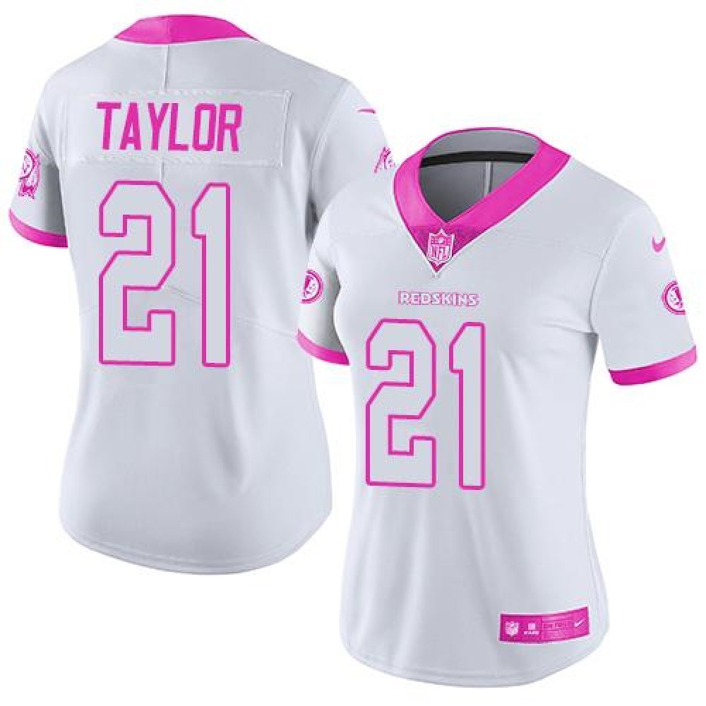 Redskins #21 Sean Taylor White/Pink Women's Stitched NFL Limited Rush Fashion Jersey