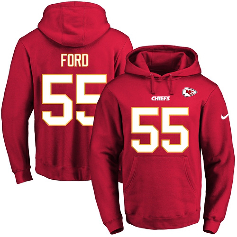 Chiefs #55 Dee Ford Red Name & Number Pullover NFL Hoodie