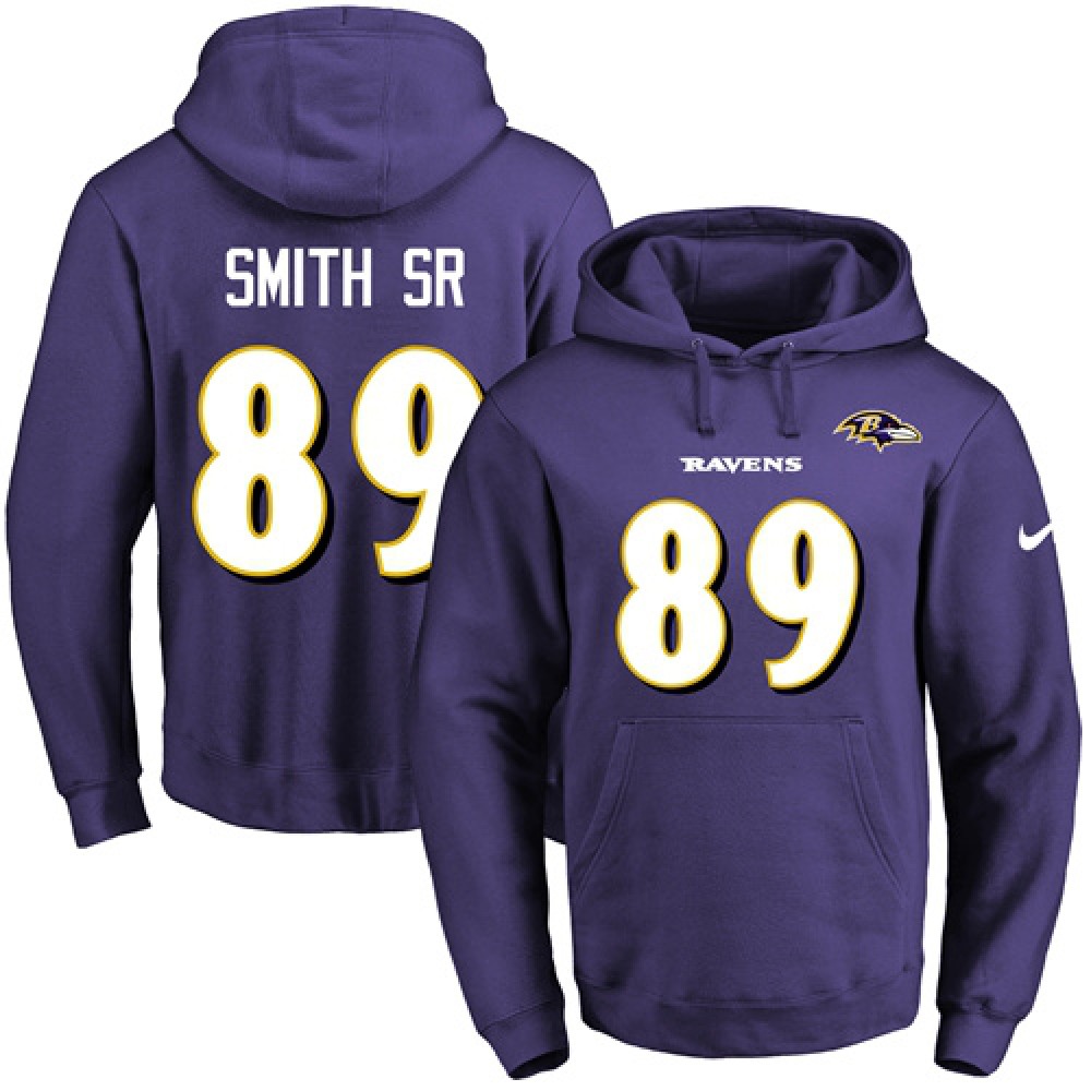 Ravens #89 Steve Smith Sr Purple Name & Number Pullover NFL Hoodie