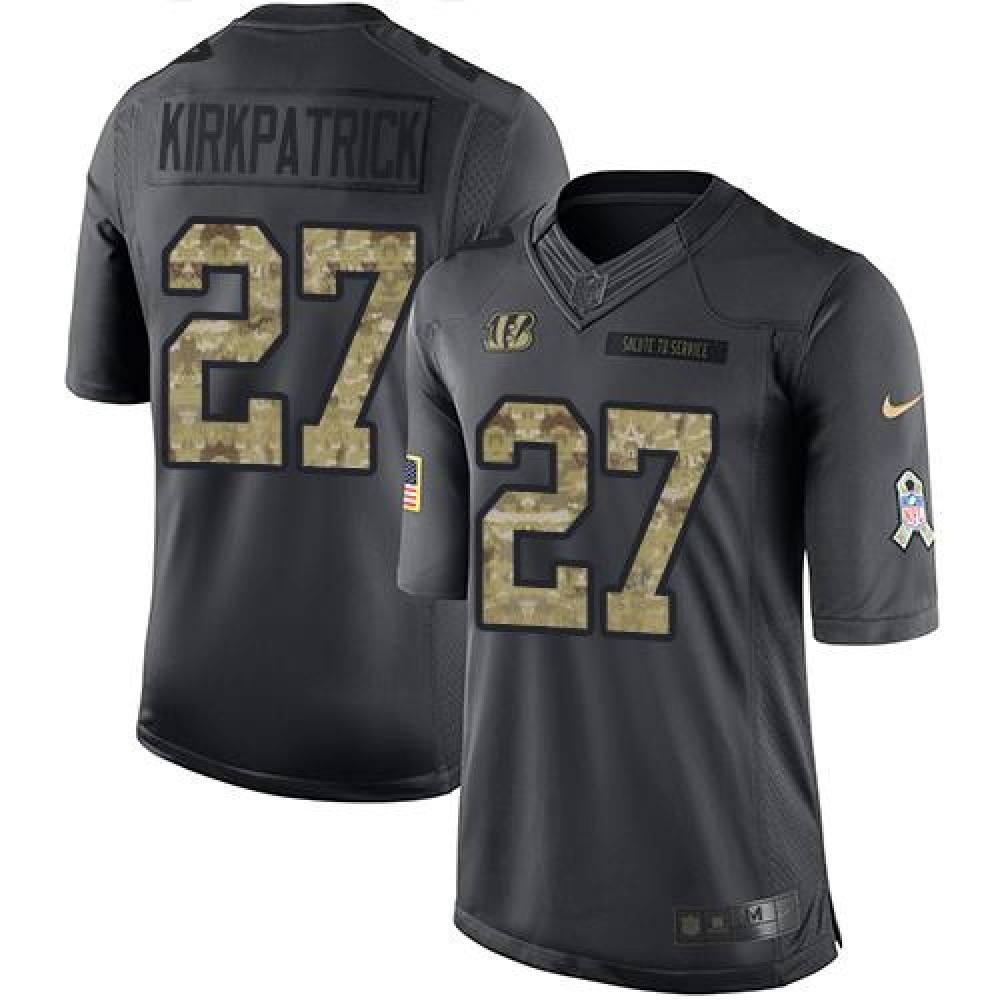 Bengals #27 Dre Kirkpatrick Black Youth Stitched NFL Limited 2016 Salute to Service Jersey