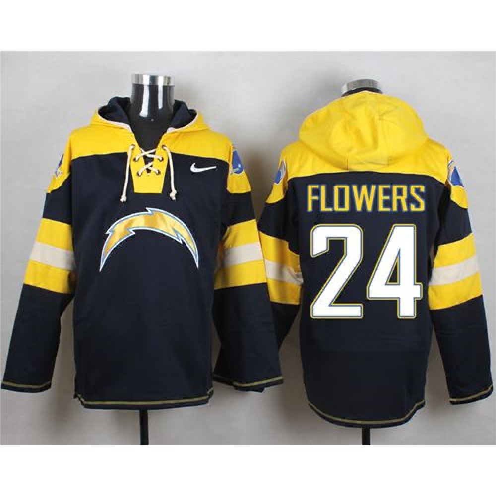 Chargers #24 Brandon Flowers Navy Blue Player Pullover NFL Hoodie