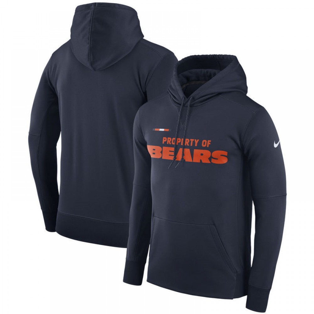 Men's Chicago BearsNavy Sideline Property Of Performance Pullover Hoodie