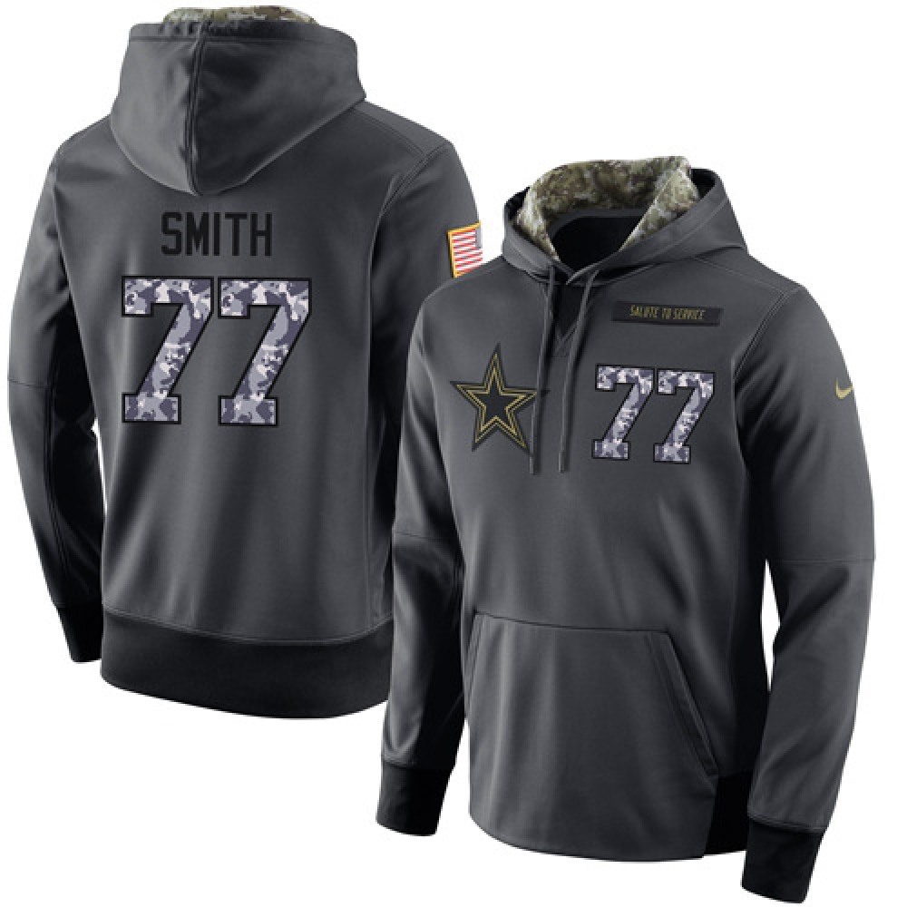NFL Men'sDallas Cowboys #77 Tyron Smith Stitched Black Anthracite Salute to Service Player Performance Hoodie
