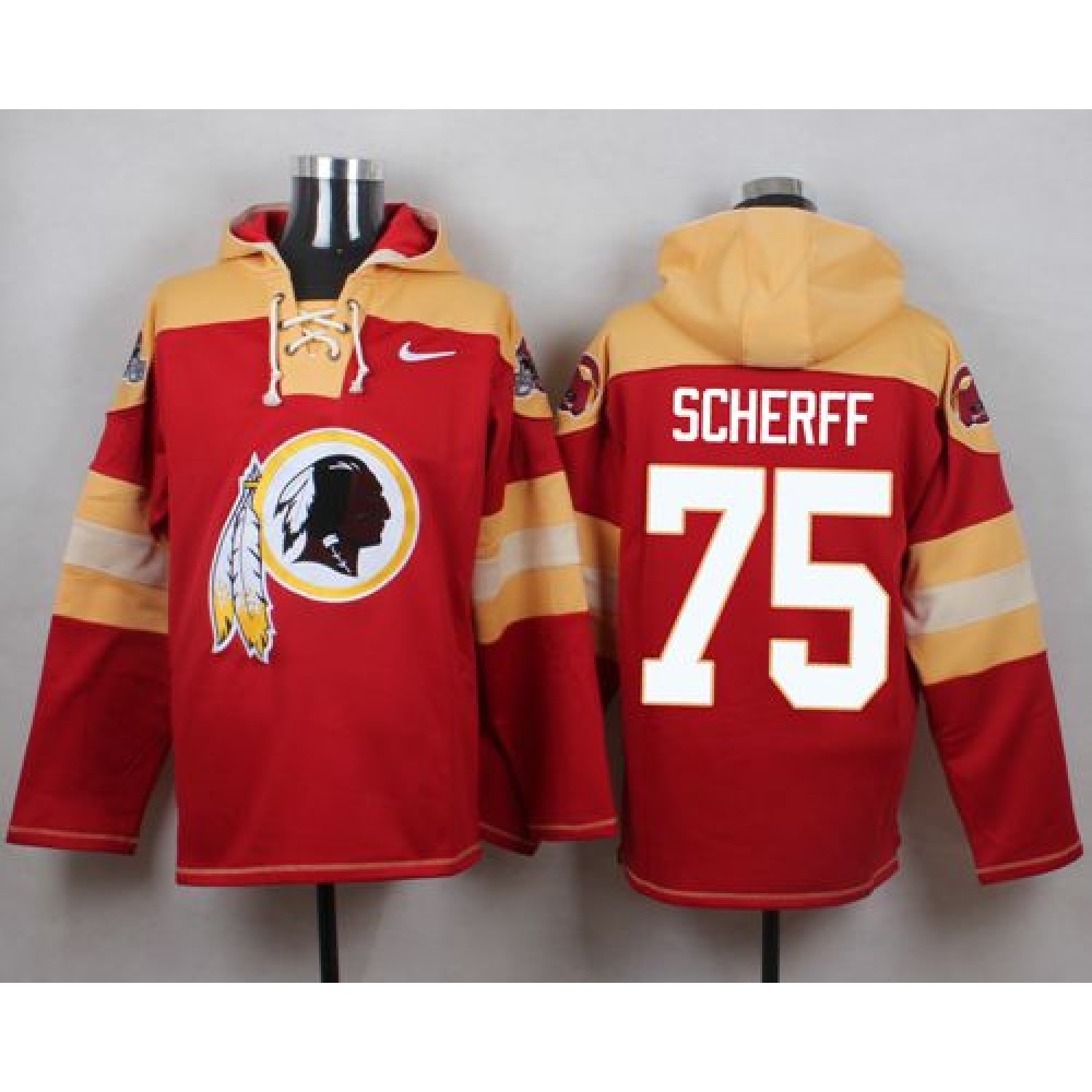 Redskins #75 Brandon Scherff Burgundy Red Player Pullover NFL Hoodie
