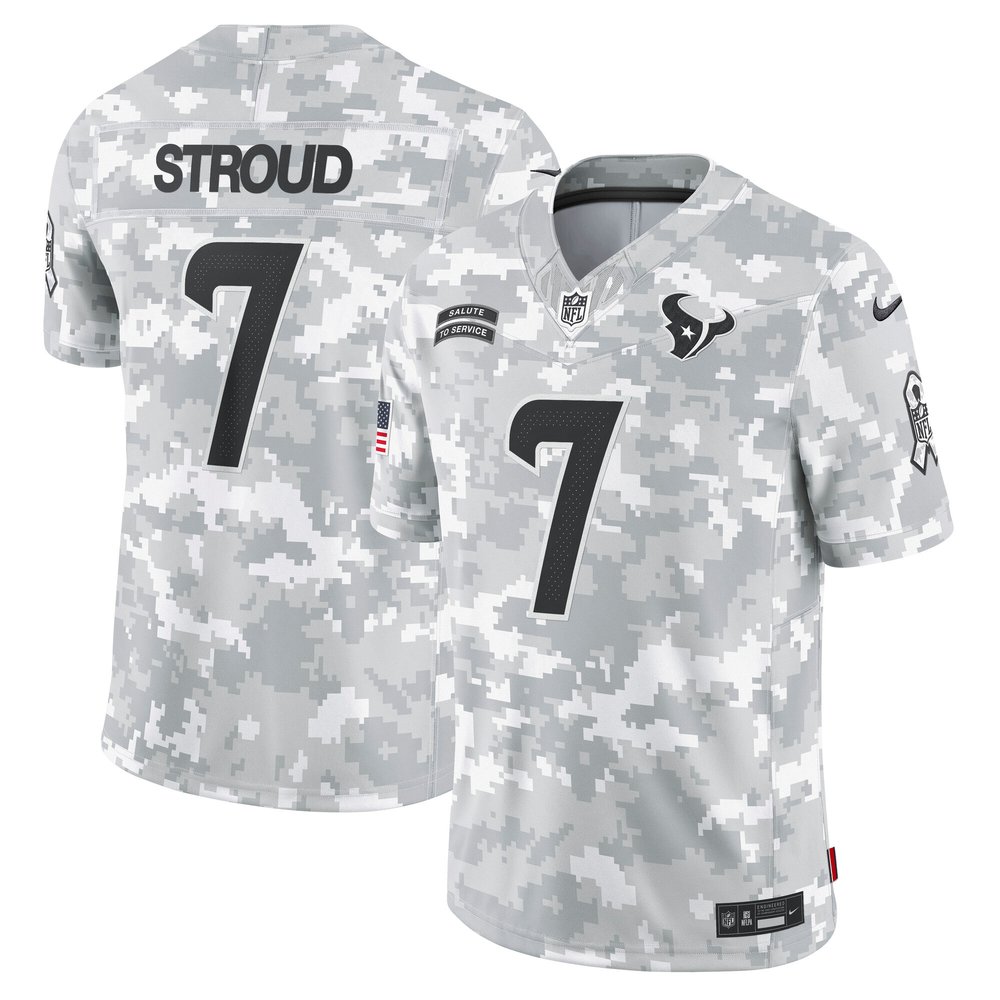 Men's Houston Texans C.J. StroudArctic Camo 2024 Salute to Service Limited Jersey