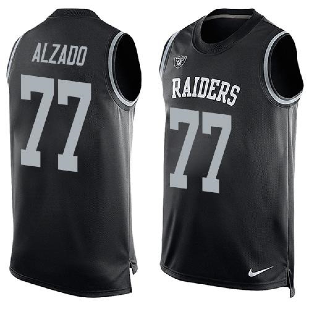 Raiders #77 Lyle Alzado Black Team Color Men's Stitched NFL Limited Tank Top Jersey