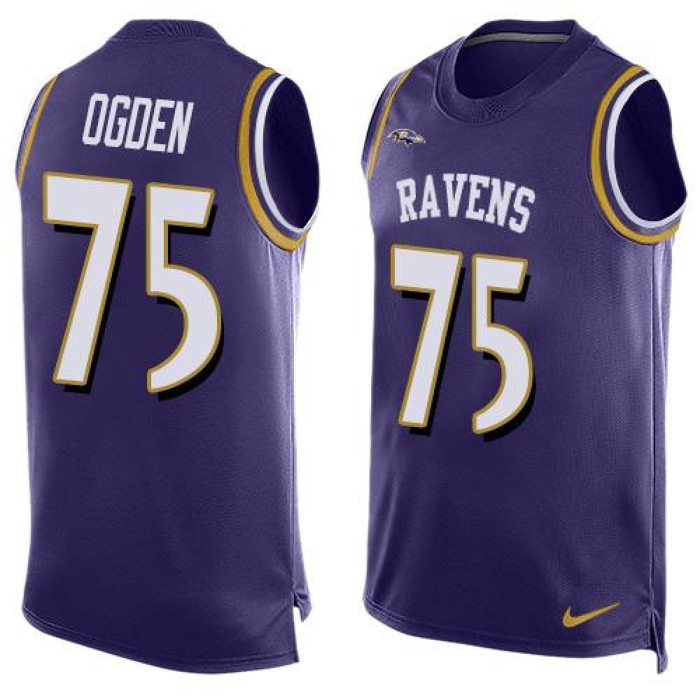 Ravens #75 Jonathan Ogden Purple Team Color Men's Stitched NFL Limited Tank Top Jersey