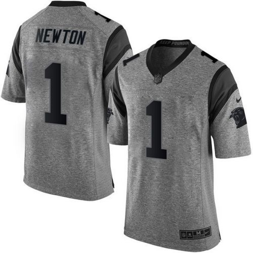 Panthers #1 Cam Newton Gray Men's Stitched NFL Limited Gridiron Gray Jersey