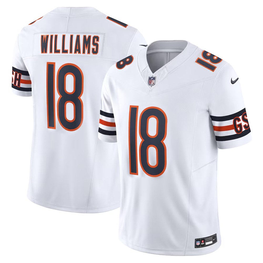 Men's Chicago Bears #18 Caleb WilliamsWhite 2024 NFL Draft First Round Pick Player F.U.S.E. Vapor Untouchable Limited Stitched Football Jersey