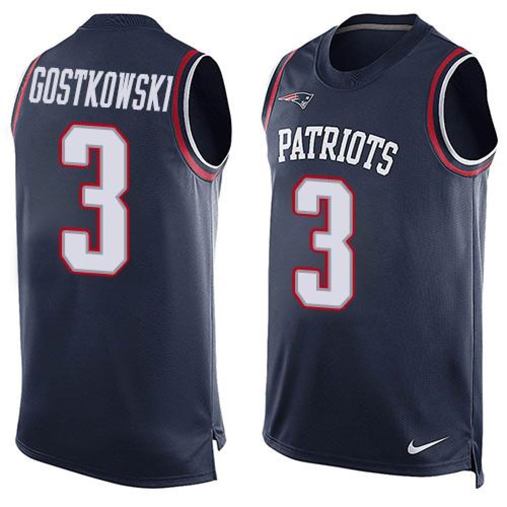 Patriots #3 Stephen Gostkowski Navy Blue Team Color Men's Stitched NFL Limited Tank Top Jersey