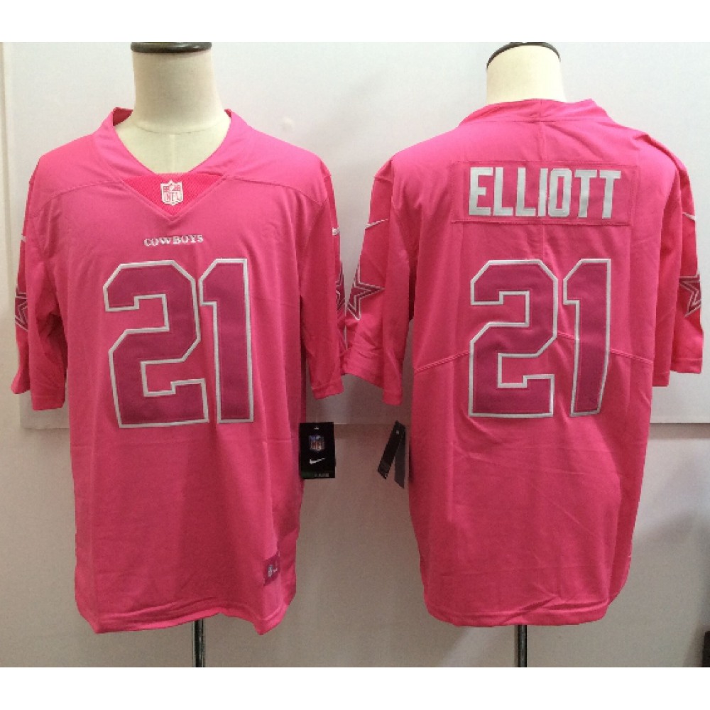 Men'sDallas Cowboys #21 Ezekiel Elliott Pink Limited Rush Stitched NFL Jersey