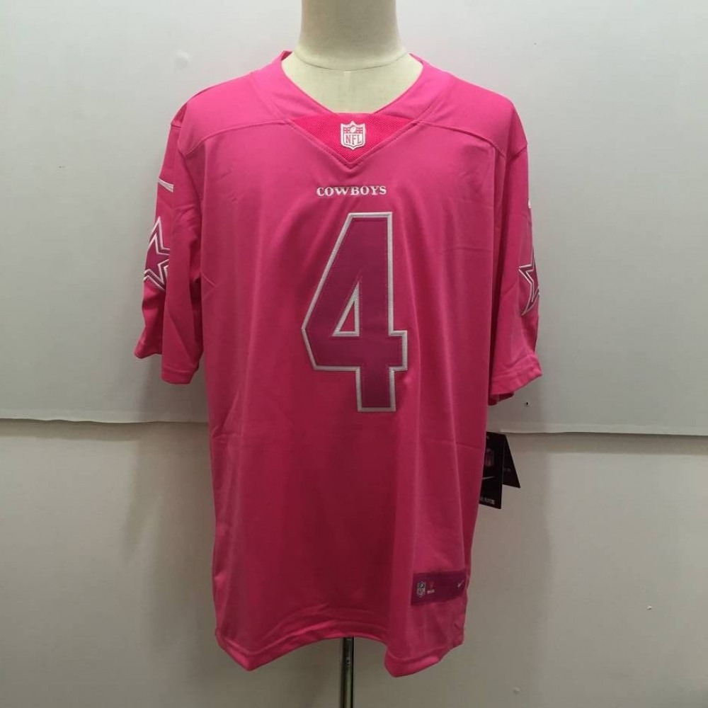 Men'sDallas Cowboys #4 Dak Prescott Pink Limited Rush Stitched NFL Jersey