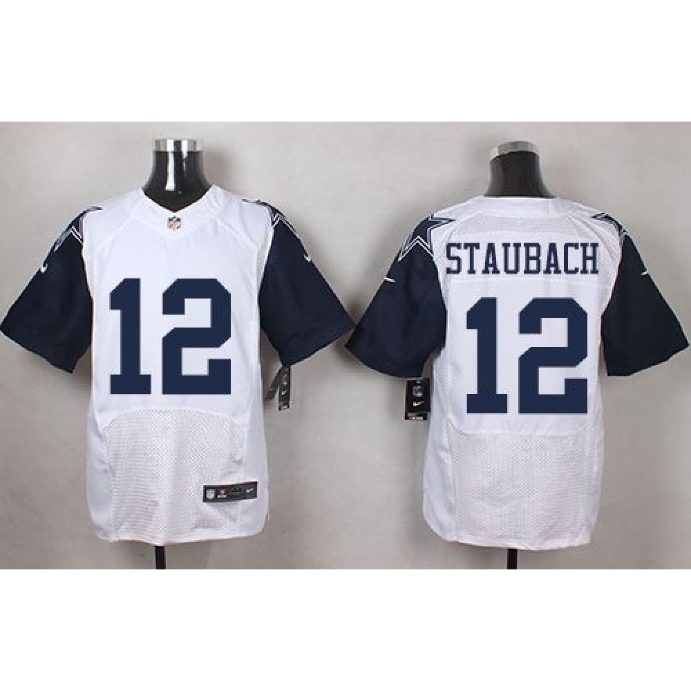 Cowboys #12 Roger Staubach White Men's Stitched NFL Elite Rush Jersey
