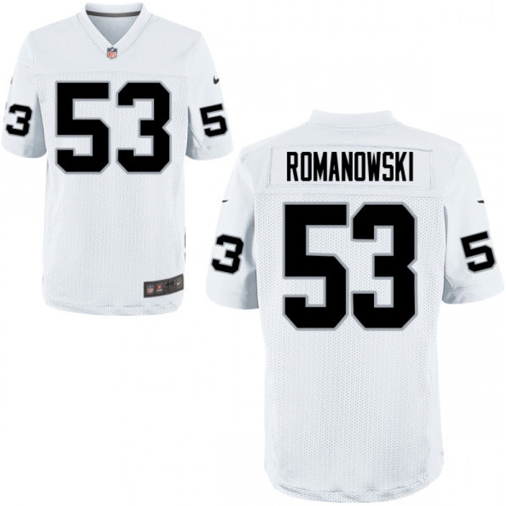Men's Oakland Raiders Retired Player #53 Bill Romanowski White NFLElite Jersey