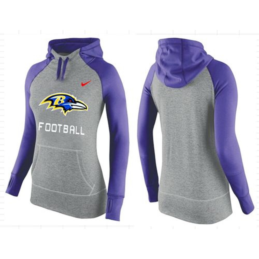 Women'sBaltimore Ravens Performance Hoodie Grey & Purple_1