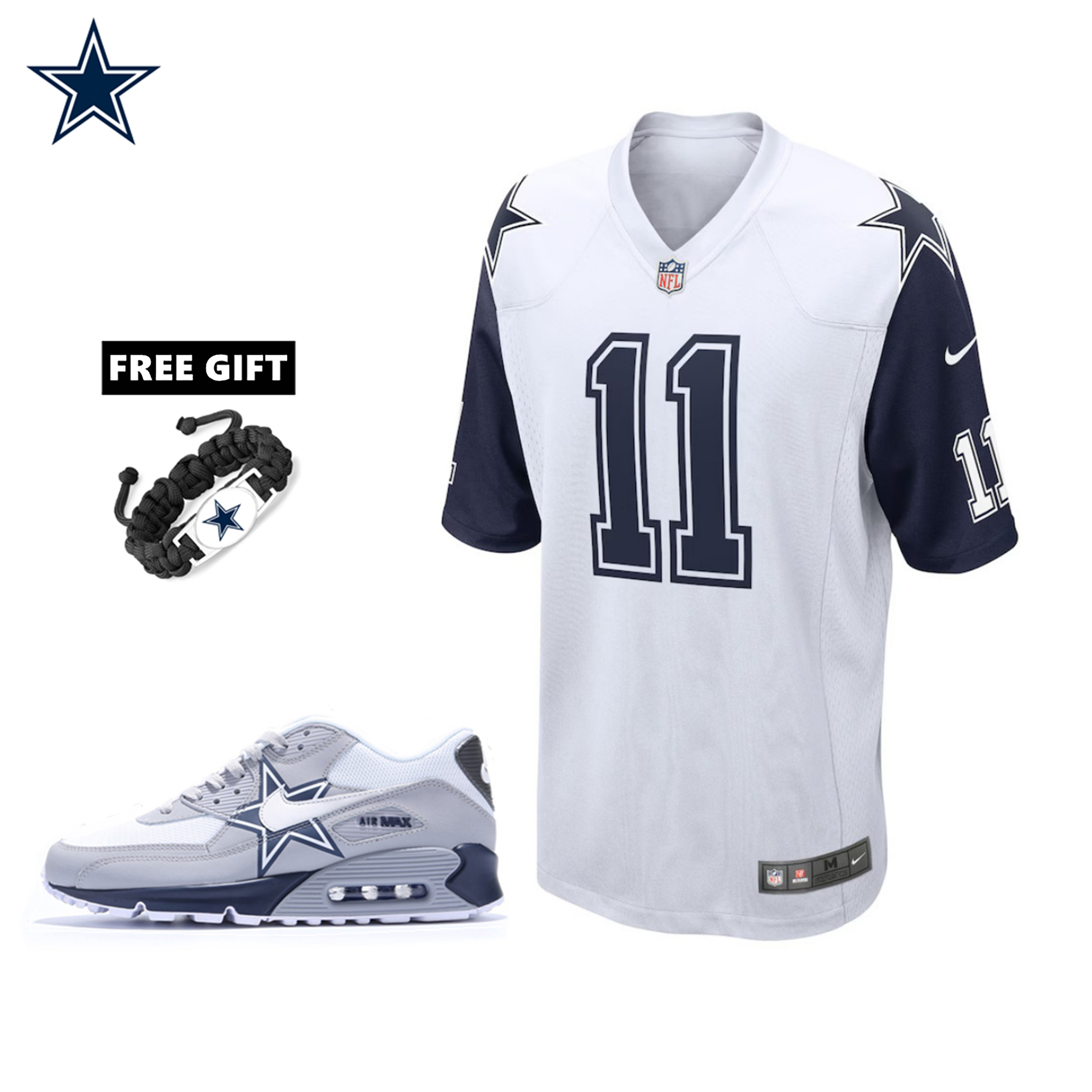 🔥Combo Sale - Dallas Cowboys Micah Parsons Nike White Alternate Game Jersey & Air Max 90 Classic Sneakers