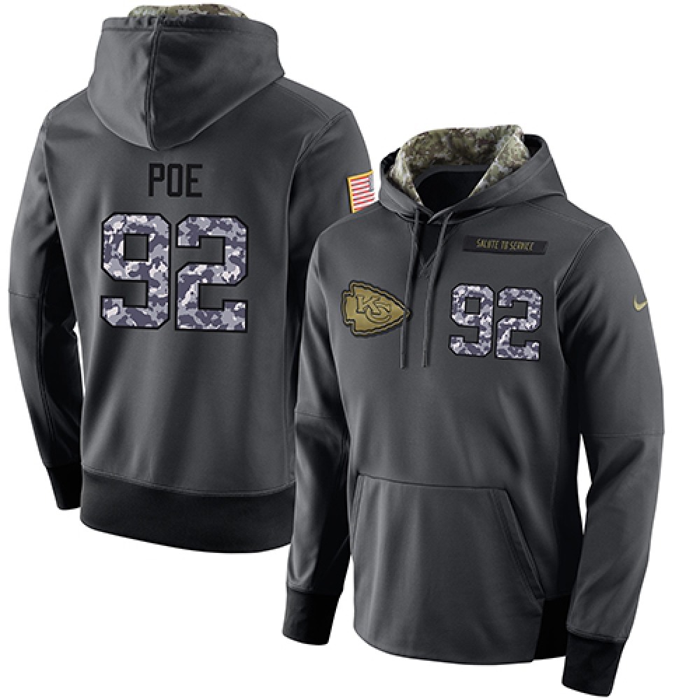 NFL Men'sKansas City Chiefs #92 Dontari Poe Stitched Black Anthracite Salute to Service Player Performance Hoodie