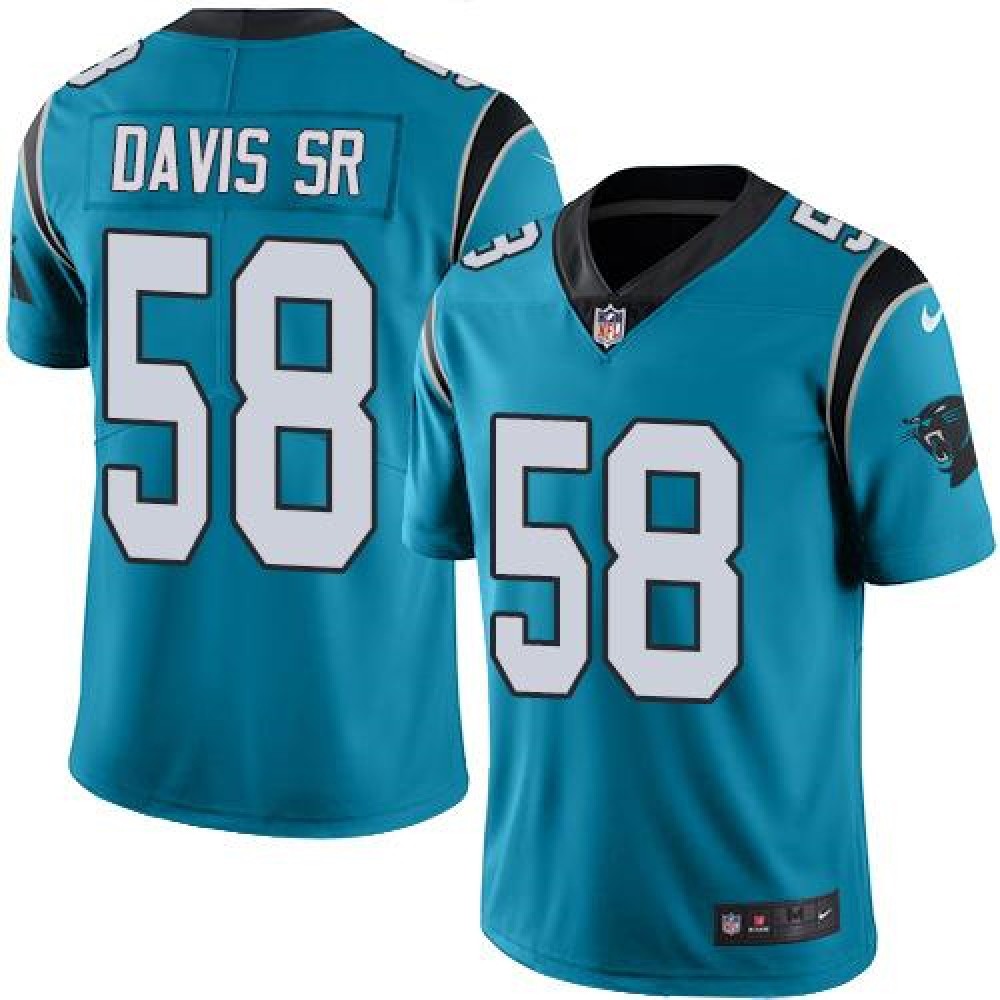 Panthers #58 Thomas Davis Sr Blue Youth Stitched NFL Limited Rush Jersey