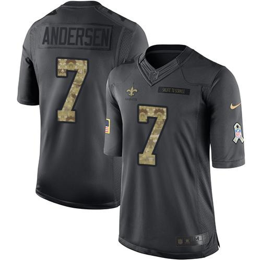 Saints #7 Morten Andersen Black Men's Stitched NFL Limited 2016 Salute To Service Jersey