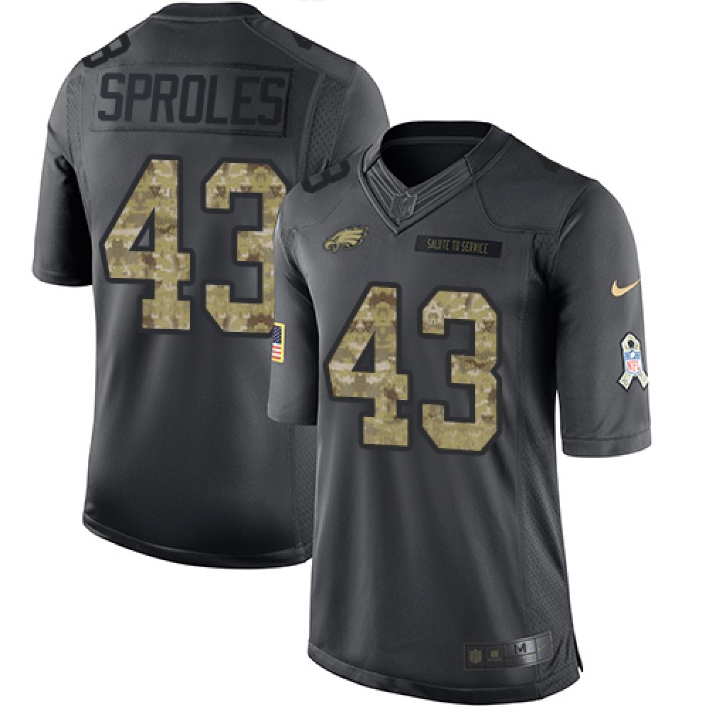 Eagles #43 Darren Sproles Black Youth Stitched NFL Limited 2016 Salute to Service Jersey