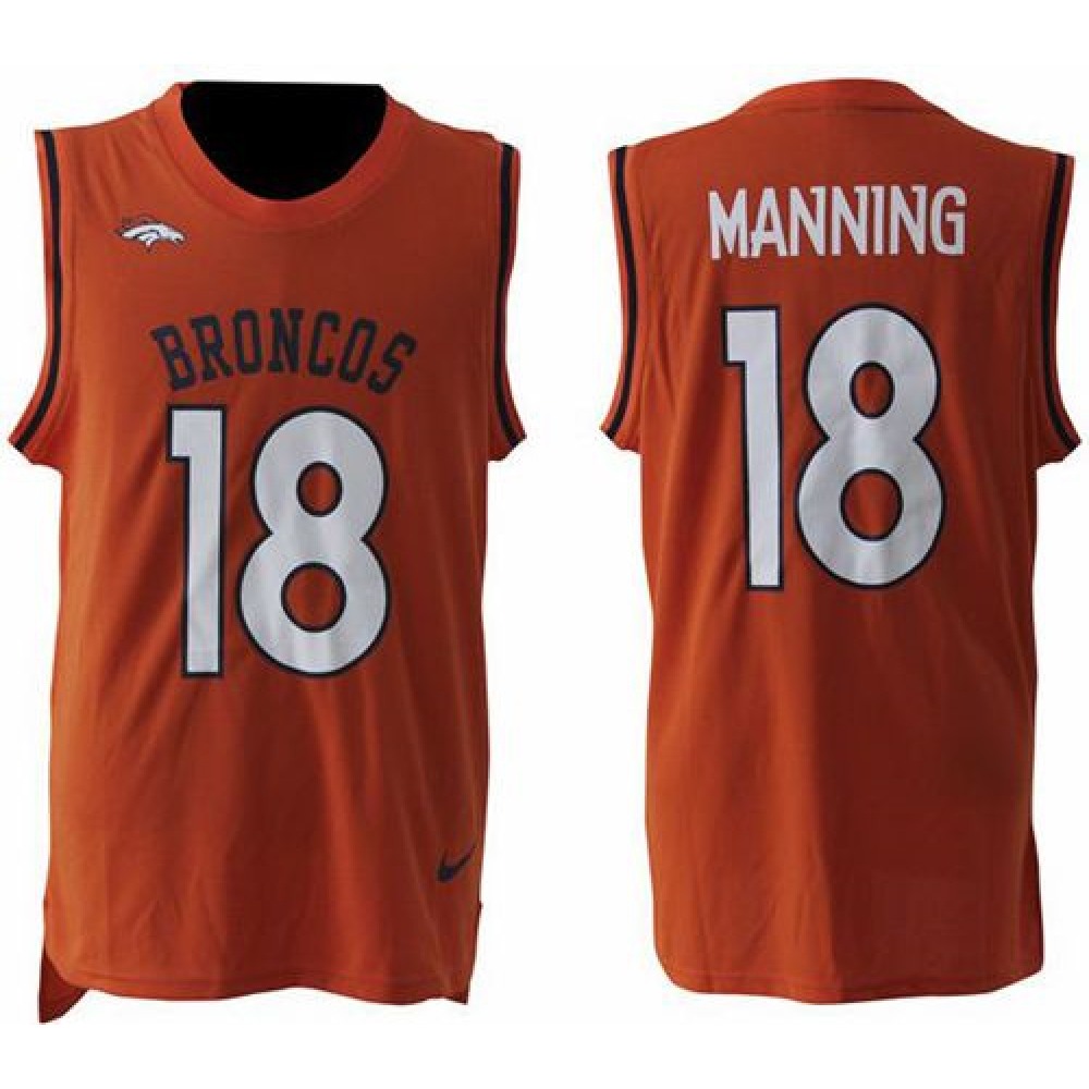 Broncos #18 Peyton Manning Orange Team Color Men's Stitched NFL Limited Tank Top Jersey